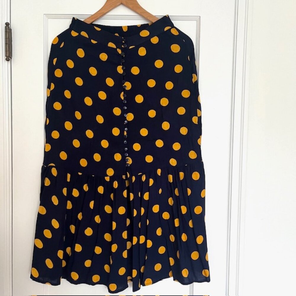 Trending Blue and Yellow Polka Dot Tiered Skirt | Size Small